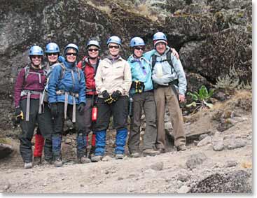 The group gathers before climbing the 200 meter Barranco Wall