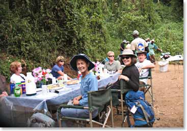 Linda and the group enjoy their lunch