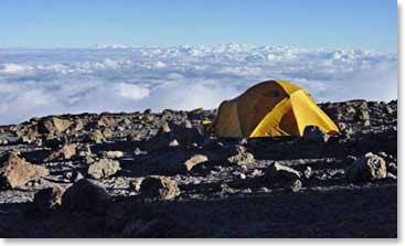 Breathtaking views from above the clouds at high camp