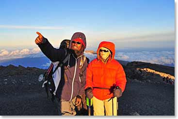 BAI guide Frankie shows Howard that the summit is finally in sight.
