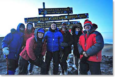 The entire team together on the summit