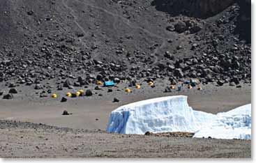 After a successful summit, we went down to the crater of Kilimanjaro where we spent the night