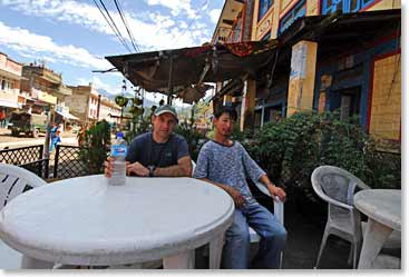 Stopping for lunch in Trishuli Village