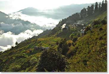 Lush green slopes of Sing Gumba