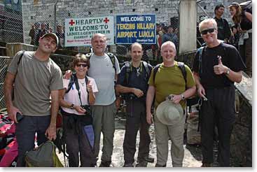 Everyone is happy that they have finally made it to Lukla