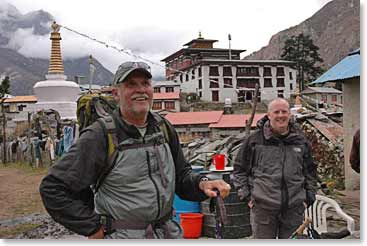 George and Mitchell take a look around the colorful village of Tengboche