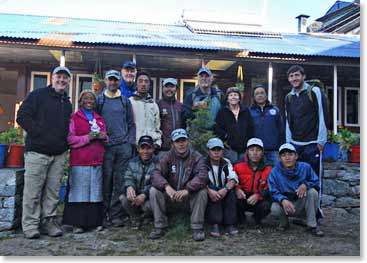 Back in the Khumbu, the team in our farewell photo with our staff