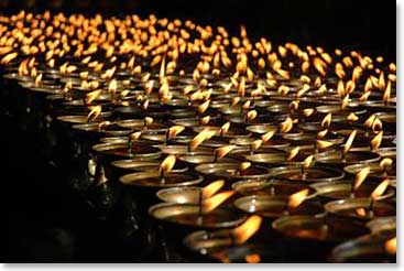 A fantastic shot of candles inside a monastery