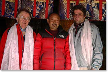 Leland and Michael with the Rinpoche in Thame. Rinpoche blessed them to ensure a safe journey