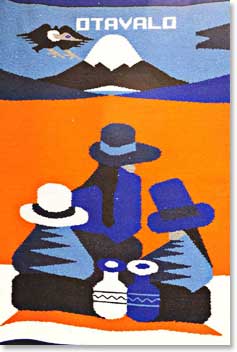A beautiful weaving made by a local craftsman depicts the town of Otavalo