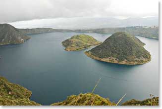 Marvelous views as the team looks down onto Laguna Cuicocha