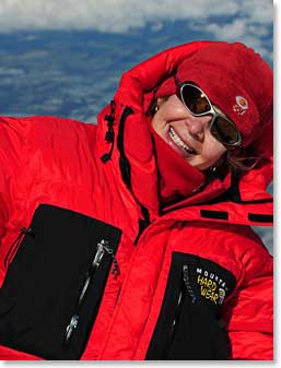 Leila is happy to have reached the summit of Cayambe