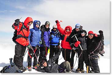 Team photo from the summit of Cayambe