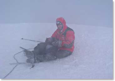 After trekking through high winds and snow, Steve makes it to the summit of Cotopaxi!