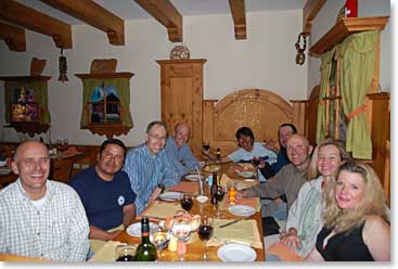 In Quito on our last night together; the team shared a farewell dinner at a Swiss Restaurant