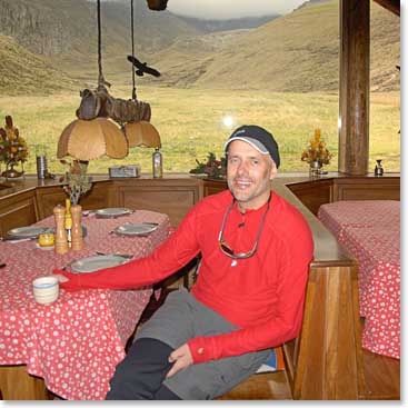 Pierre takes a chance to relax at one of our lodges
