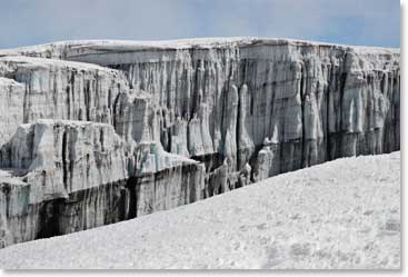 One of the fantastic glaciers that can be seen on Kilimanjaro