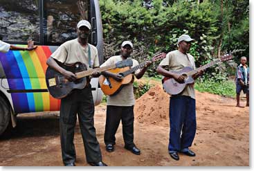 The team was greeted at the gates with songs and music. What a wonderful finish for such a successful trek!