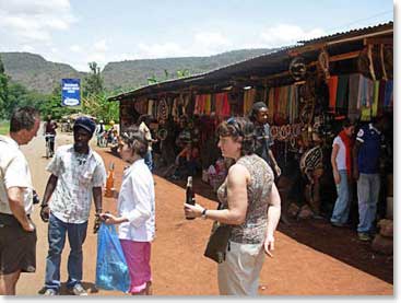 The team does a little shopping on their way to Ngorongoro