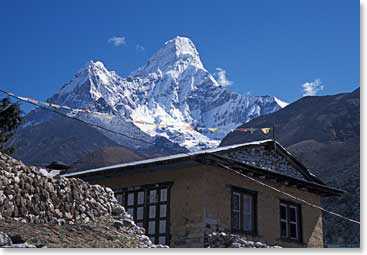 Ama Dablam also towers above us in Pangboche