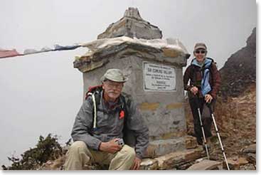 Jim and Janet at the Hillary Memorial Chorten above Khunde