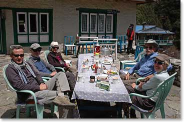 On the way into Namche on the 11th, we enjoyed taking lunch in the sunshine