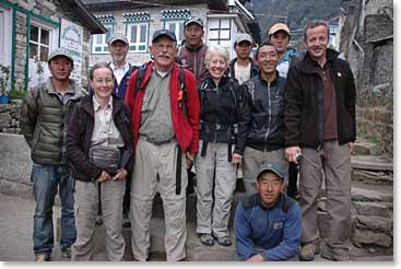 One more hike to go. The trekking team in Phakding on Monday.  