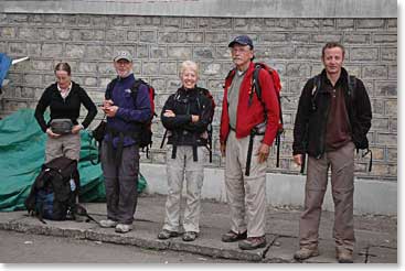 Ready to go! At the airport in Lukla first think Tuesday morning.