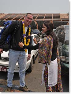 Steve arrives from Bangkok and is greeted by Shital