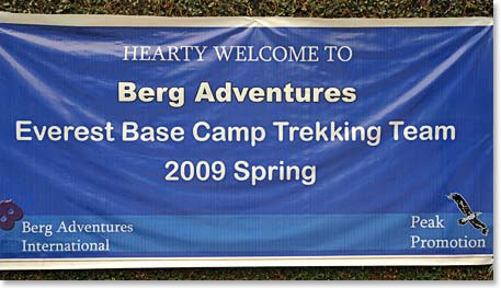 Berg Adventures' Everest Base Camp trek team banner