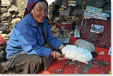 A local Sherpa woman shows her wear