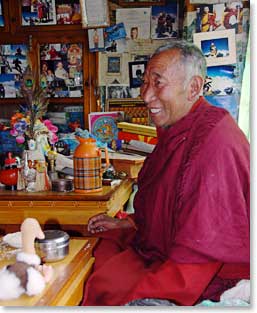 Lama Geshe gives blessing and spiritual advice to the team