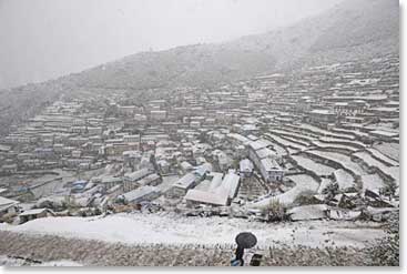 On Tuesday morning we woke to this view of Namche