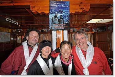 The team as they prepare to leave Namche