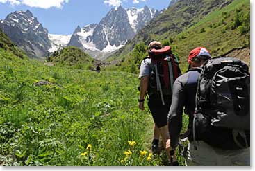 We hiked up a trail that led to stunning mountain scenery