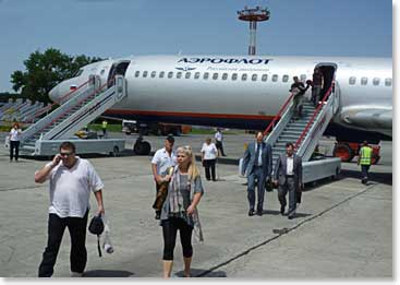 Our flight arrives with the team in Mineralnye Vody