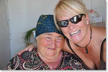 The people of the Caucasus are warm and welcoming. Jackie and this woman shared smiles