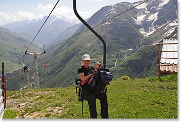 Today we rode chairlifts to gain elevation for our acclimatization climb