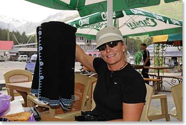 There is great shopping at Cheget. Jackie shows us her spoils