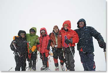 Jackie Berger, Steve Whittington, David Cohn, Winston Chan, John Bank and Vladimir Bakhmutov - The Summit Team on the top of Mt. Elbrus!