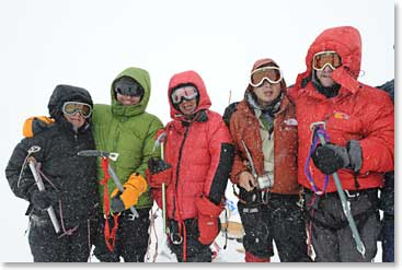 The summiters were exhausted, but proud on top