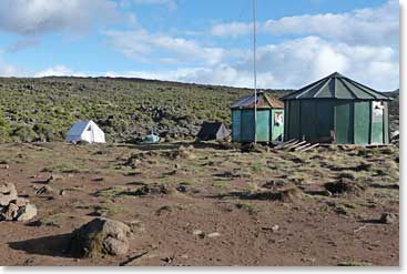Two warden huts at Shira 1 Camp