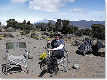 Taking a break high above the clouds on Kilimanjaro