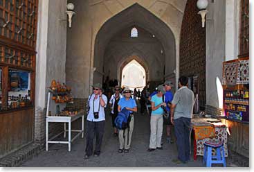 Linda, Nancy Lee and Kathy enter one of the three ancient trading Domes we visited today.