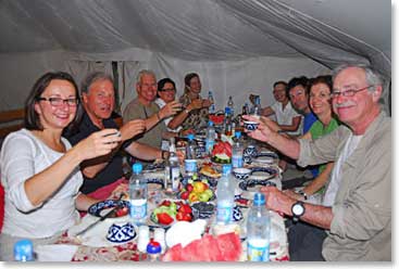 After camel rides the team enjoyed another great meal, this time prepared by the desert camp staff. Plenty of vodka and numerous toasts accompanied the meal.