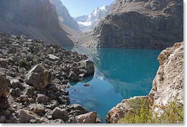 A turquoise lake