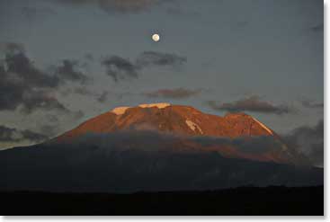 Full moon rising from Shira 1 Camp