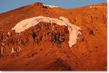View of the top of Kili from Lava camp