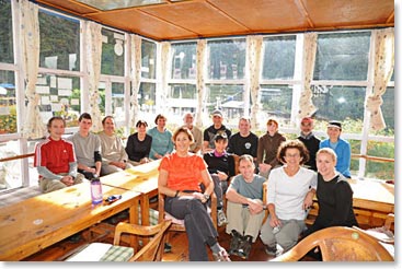 We used our sunlit classroom for both afternoon and morning lectures