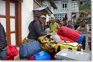 Ang Temba was busy packing our loads and directing logistics for our trek